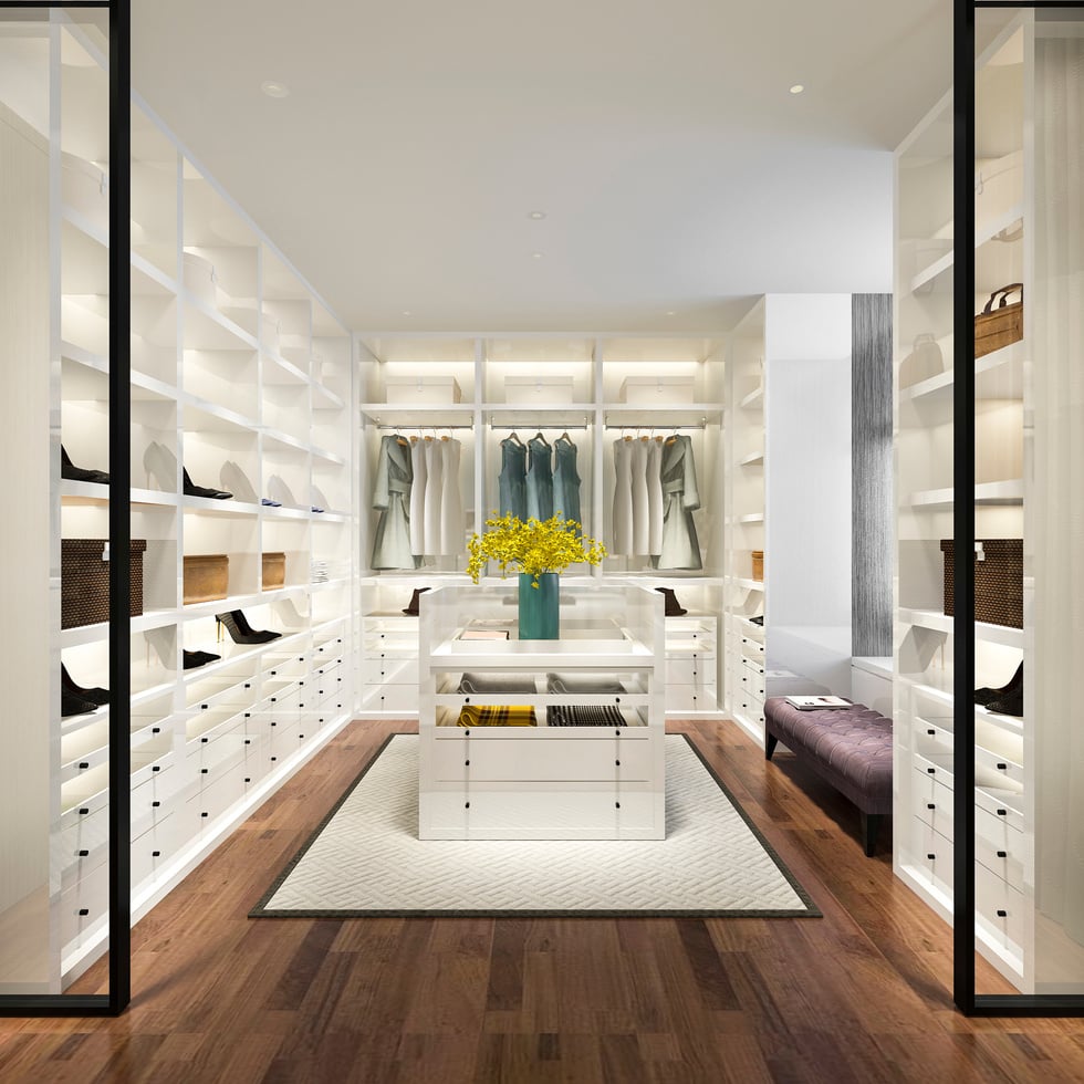 3D Rendering of Minimalist Walk in Closet